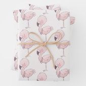 Niedlich rosa Flamingo Illustrationsmuster Geschenkpapier Set (Beispiel)
