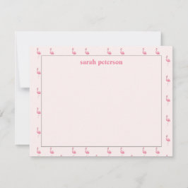 Niedlich rosa Flamingo individuelle Name pink Mitteilungskarte
