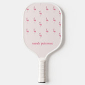 Niedlich rosa Flamingo individuelle Name pink Pickleball Schläger (Rückseite)