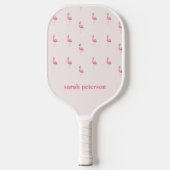 Niedlich rosa Flamingo individuelle Name pink Pickleball Schläger (Vorderseite)