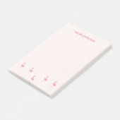 Niedlich rosa Flamingo individuelle Name pink Post-it Klebezettel (angewinkelt)