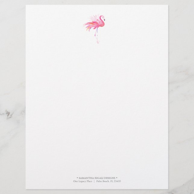 Niedlich rosa Flamingo Letterhead Briefbogen (Vorderseite)