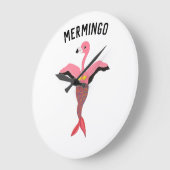 Niedlich rosa Flamingo Meerjungfrau Mythische Krea Große Wanduhr (Winkel)