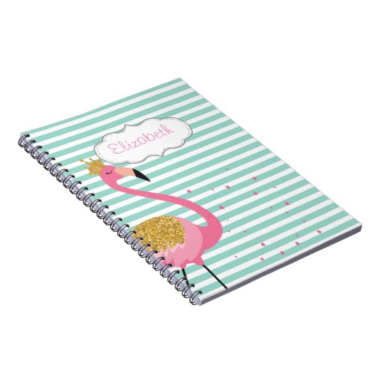 Niedlich rosa Flamingo Minze Grüne Streifen Notizblock (Rechte Seite)