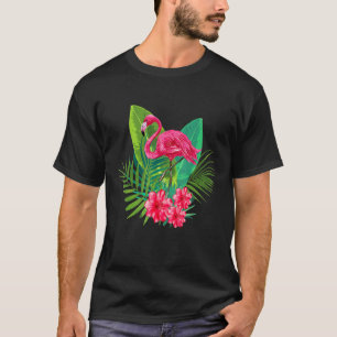 Niedlich rosa Flamingo mit Blume I Animal Swan Des T-Shirt