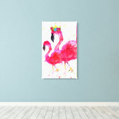 Niedlich rosa Flamingo mit einer Crown Leinwand 16 (Insitu (Holzboden))