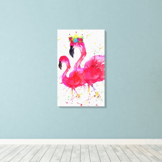 Niedlich rosa Flamingo mit einer Crown Leinwand 16 (Insitu (Holzboden))