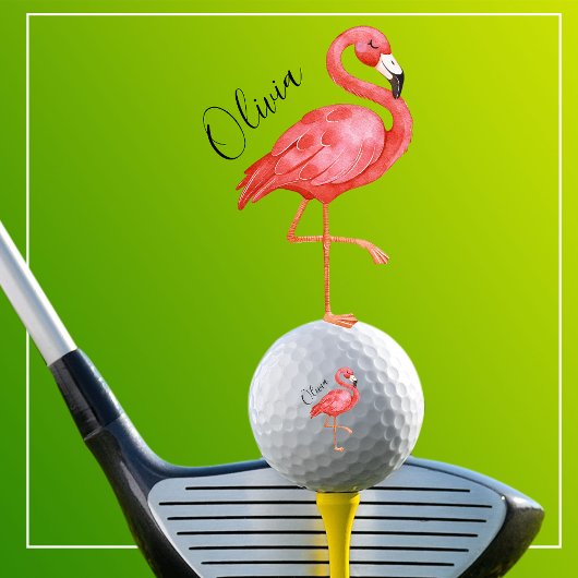 Niedlich rosa Flamingo Mit Monogramm Golfball