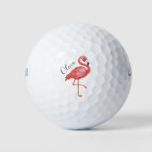 Niedlich rosa Flamingo Mit Monogramm Golfball (Vorderseite)