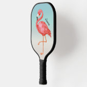 Niedlich rosa Flamingo Mit Monogramm Pickleball Schläger (Links)