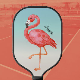 Niedlich rosa Flamingo Mit Monogramm Pickleball Schläger