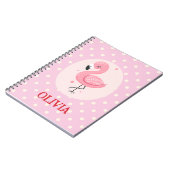 Niedlich rosa Flamingo mit Polka Docks Notizblock (Linke Seite)
