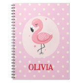 Niedlich rosa Flamingo mit Polka Docks Notizblock (Vorderseite)