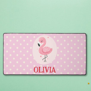 Niedlich rosa Flamingo mit Polka Docks Schreibtischunterlage