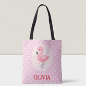 Niedlich rosa Flamingo mit Polka Docks Tasche