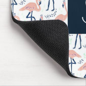 Niedlich rosa Flamingo Monogram Mousepad (Ecke)