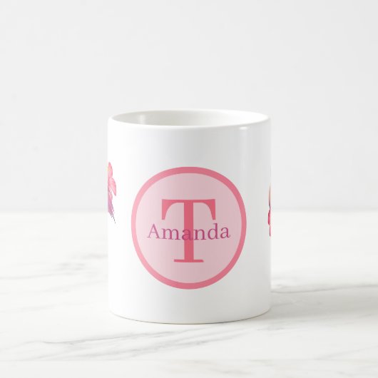 niedlich rosa Flamingo, Monogramm Kaffee Tasse hin (Mittel)