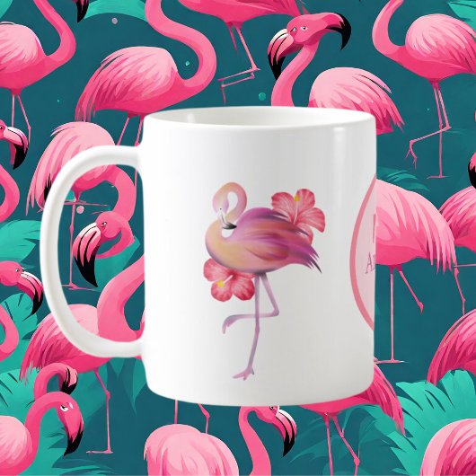 niedlich rosa Flamingo, Monogramm Kaffee Tasse hin