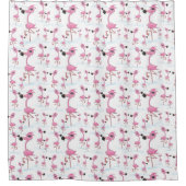 Niedlich rosa Flamingo-Muster Duschvorhang (Vorderseite)