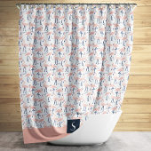 Niedlich rosa Flamingo Muster Monogram Duschvorhang