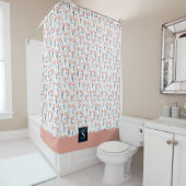 Niedlich rosa Flamingo Muster Monogram Duschvorhang (Beispiel)