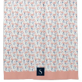 Niedlich rosa Flamingo Muster Monogram Duschvorhang (Vorderseite)