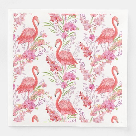 Niedlich rosa Flamingo Muster Party Papierserviett Serviette (Vorderseite)