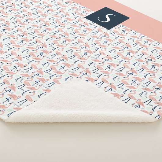 Niedlich rosa Flamingo-Muster Sherpadecke (3/4)