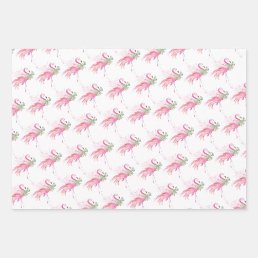 Niedlich rosa Flamingo Muster Wasserfarbe Geschenkpapier Set (Vorderseite 2)