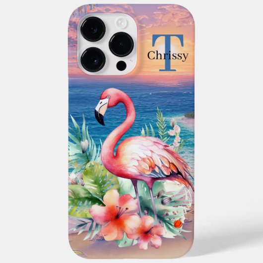 niedlich rosa Flamingo Name hinzufügen Case-Mate iPhone Hülle (Rückseite)