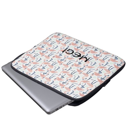 Niedlich rosa Flamingo Notebook-Ärmel Laptopschutzhülle (Vorne Knopf)