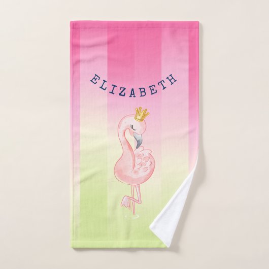 Niedlich rosa Flamingo Ombre Streifen Badhandtuch Set (Handtuch)