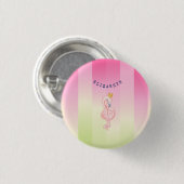 Niedlich rosa Flamingo Ombre Streifen Button (Vorne & Hinten)