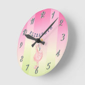 Niedlich rosa Flamingo Ombre Streifen   Runde Wanduhr (Winkel)