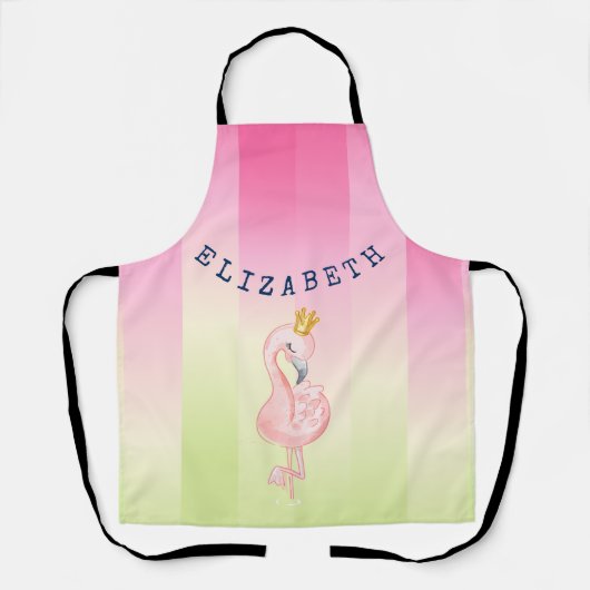 Niedlich rosa Flamingo Ombre Streifen Schürze (Vorderseite)
