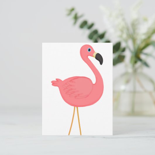 Niedlich rosa Flamingo Postkarte (Stehend Vorderseite)