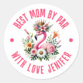 Niedlich rosa Flamingo Spring Tropical Blume Runder Aufkleber (Vorderseite)