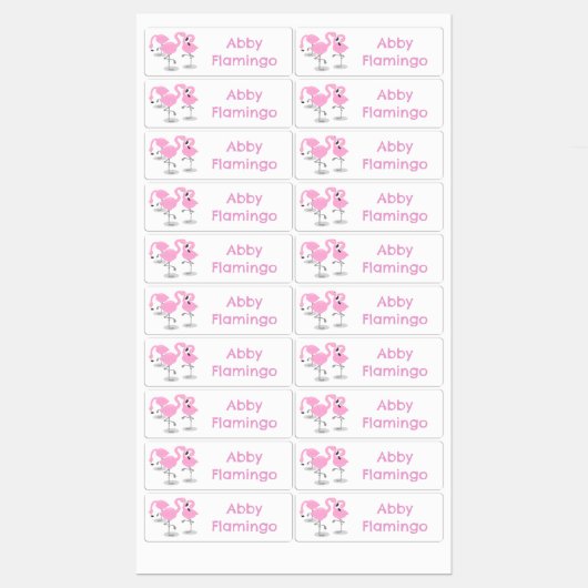 Niedlich rosa Flamingo Trio Cartoon personalisiert Etiketten (Blatt)