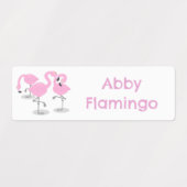 Niedlich rosa Flamingo Trio Cartoon personalisiert Etiketten (Design 2)