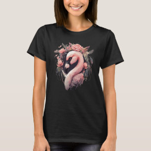Niedlich rosa Flamingo Tropical Bird Blume Crown F T-Shirt