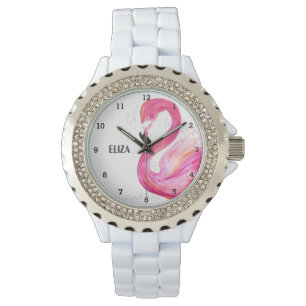 Niedlich rosa Flamingo Tropical Bird Wildlife Watc Armbanduhr