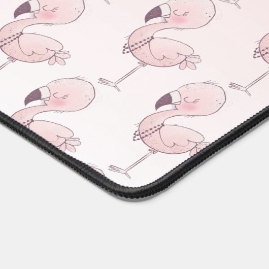 Niedlich rosa Flamingo Tropical Pattern Monogram Schreibtischunterlage (Ecke)