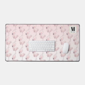 Niedlich rosa Flamingo Tropical Pattern Monogram Schreibtischunterlage (Tastatur & Maus)