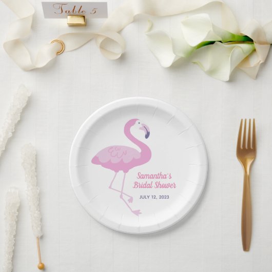 Niedlich rosa Flamingo Tropical Theme Brautparty Pappteller (Hochzeit)