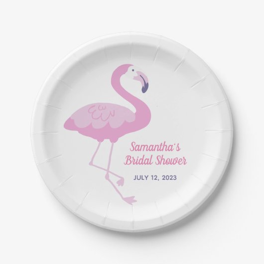 Niedlich rosa Flamingo Tropical Theme Brautparty Pappteller (Vorderseite)