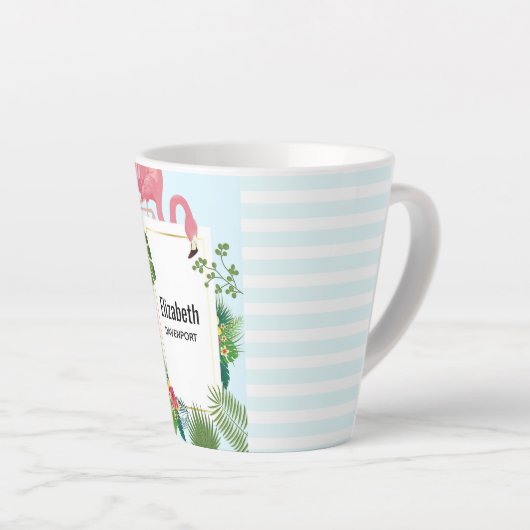 Niedlich rosa Flamingo tropisches Thema Milchtasse (Rechte Ecke)