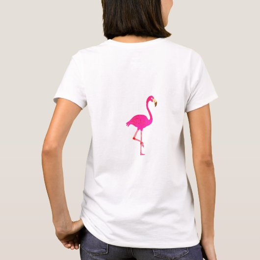 Niedlich rosa Flamingo und Kalligrafie T-Shirt (Rückseite)