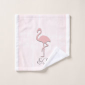 Niedlich rosa Flamingo Wasserfarbe Aussehen Badetu Badhandtuch Set (Waschlappen)