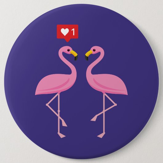 Niedlich rosa Flamingo wie Herzpastel Button (Vorderseite)