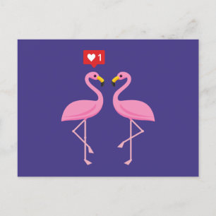 Niedlich rosa Flamingo wie Herzpastel Feiertagspostkarte